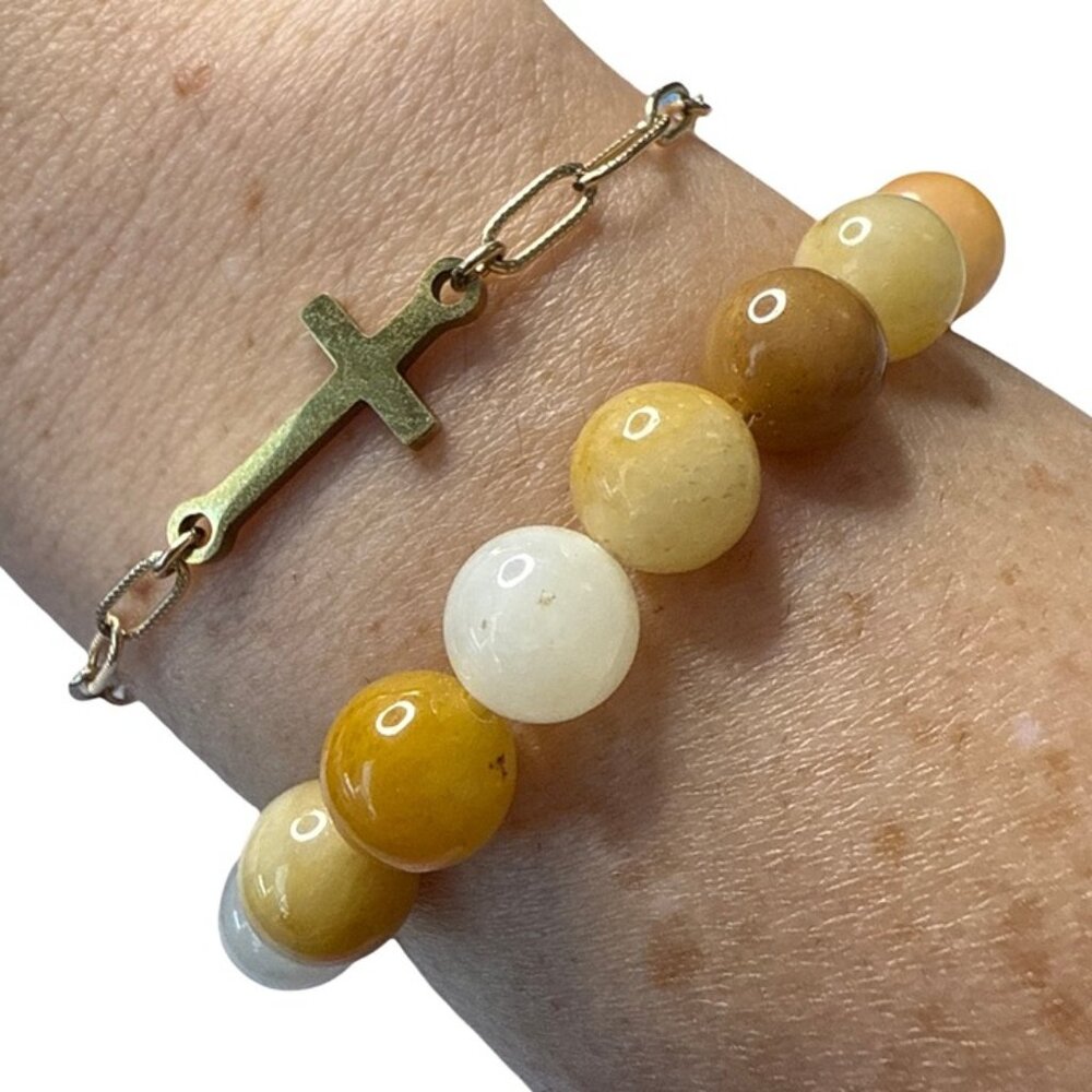 Yellow Aventurine Bracelet Jewelry crystal beaded accessories handmade boho NEW